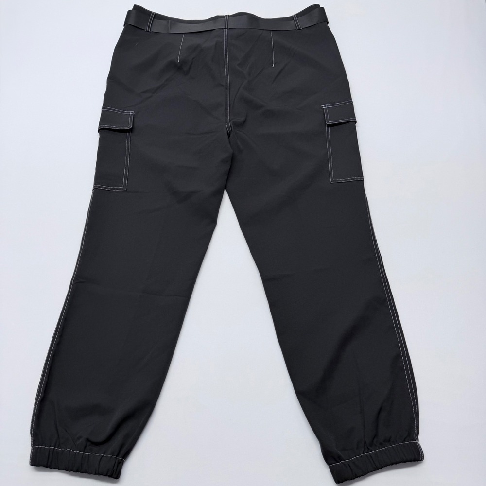 Bae City Black Contrast Stitch Cargo Jogger Pants Buckle Belt Plus Size 2X - Picture 2 of 10